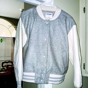 Old Navy  Varsity Jacket in Gray and Cream